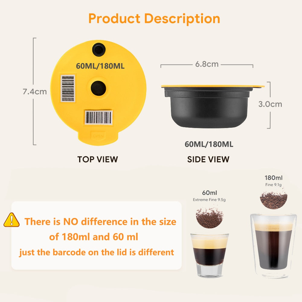 Refillable Coffee Capsules, Stainless Steel Coffee Pods Compatible with  Tassimo Machines (Big-180ml)