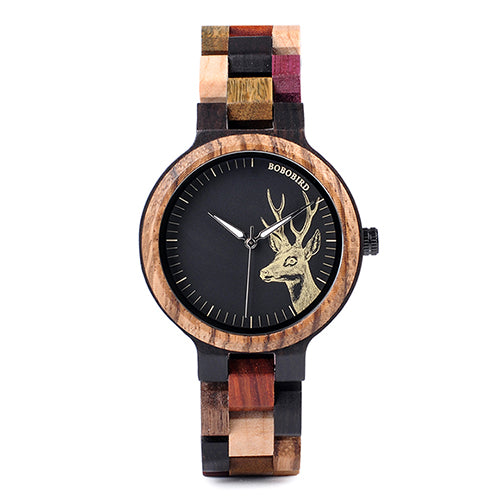 Elk Design Natural Wooden Watch for Men Women