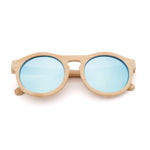Round Retro - Handmade Bamboo Sunglasses - Blue