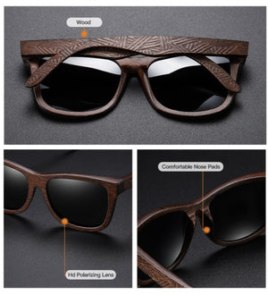 Forest Rectangle Shaped Handmade Dark Bamboo Sunglasses