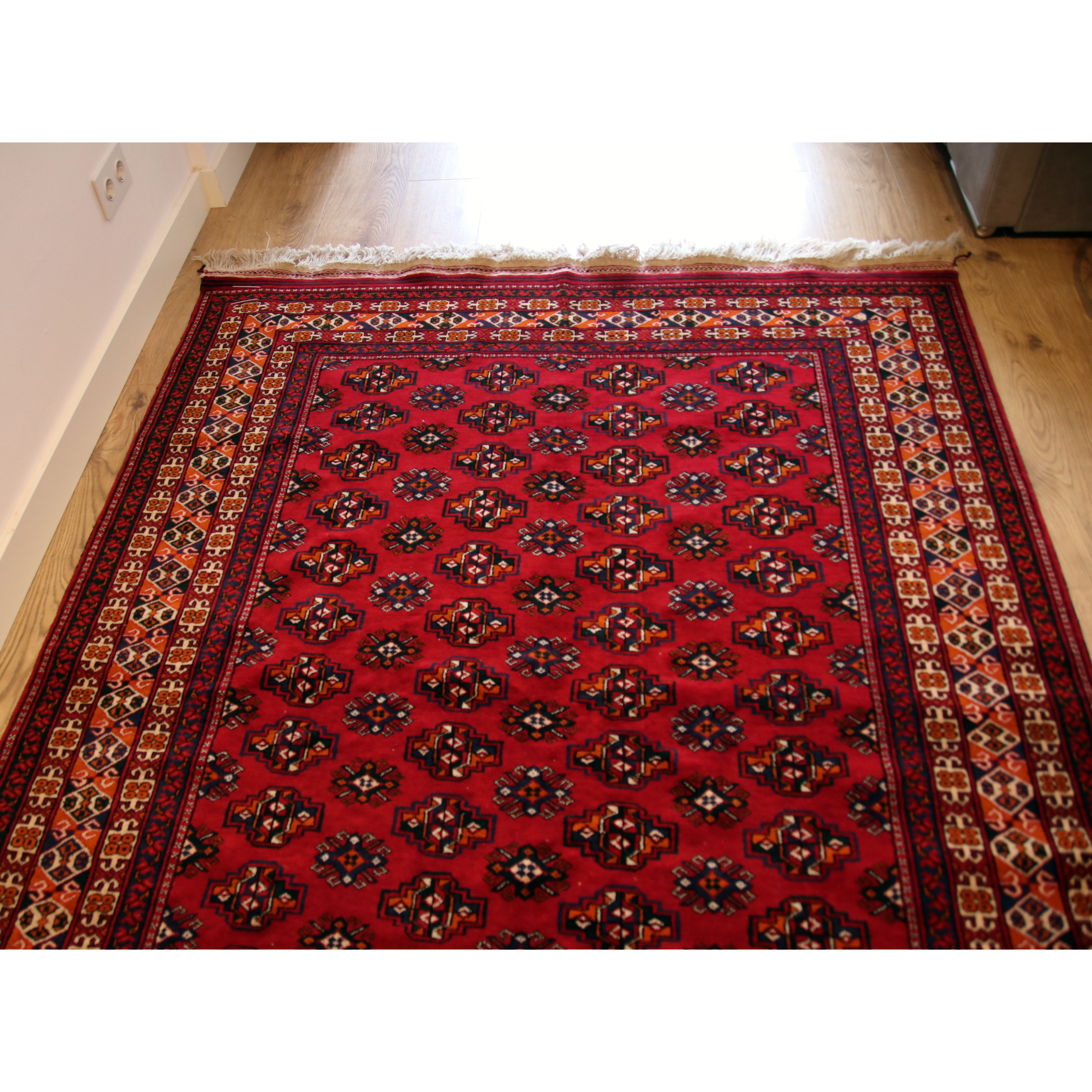 Bordeaux Bukhara Design Oriental Carpet "Bashir" - 2,31m x 1,59m