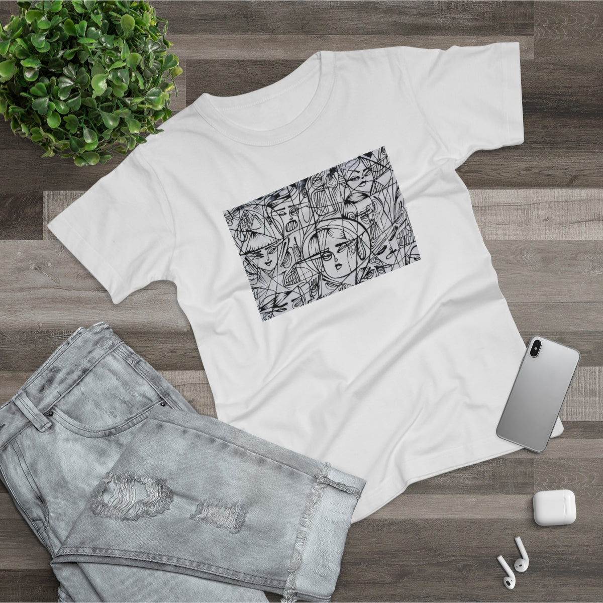 Abstract Graffiti Print Women’s Premium Organic Cotton T-Shirt