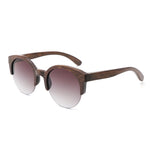 Chestnut Finish - Handmade Polarized Round Bamboo Sunglasses - Gray