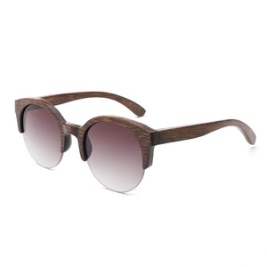 Chestnut Finish - Handmade Polarized Round Bamboo Sunglasses - Gray