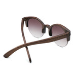 Chestnut Finish - Handmade Polarized Round Bamboo Sunglasses - Gray