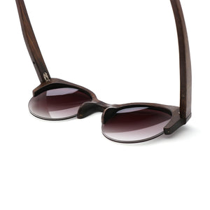 Chestnut Finish - Handmade Polarized Round Bamboo Sunglasses