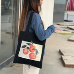 Eco-friendly Canvas Shopper Bag Shoulder Tote Bag With Peaches Print