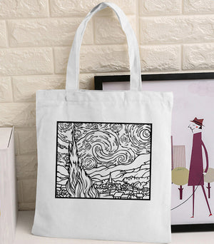 Eco-friendly Shopper Bag with Van Gogh Graphic