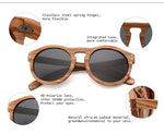 Zebra Wood Finish - Handmade Retro Round Unisex Sunglasses - Grey