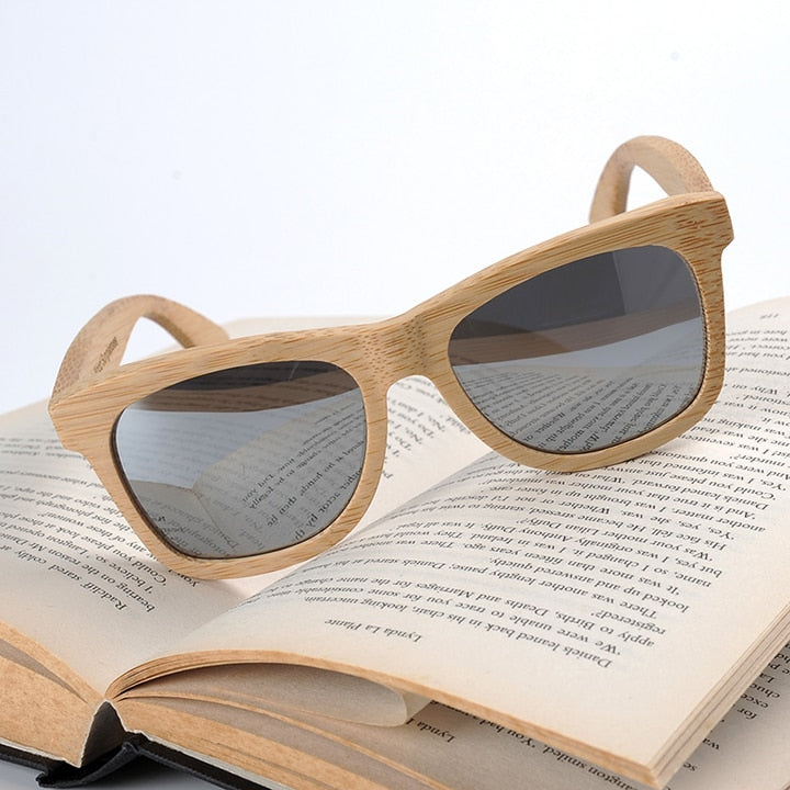 Ash Polarized Bamboo Sunglasses on the book