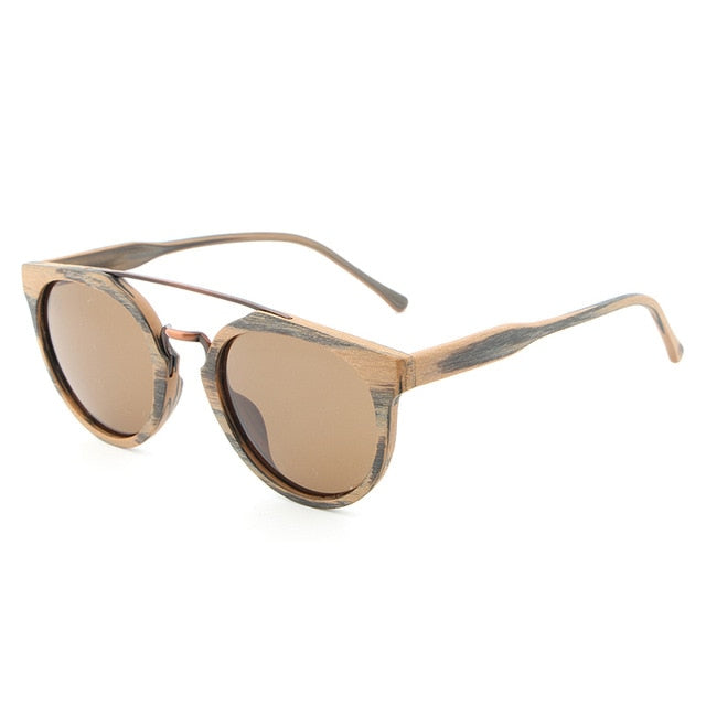 Black Oak - Handmade Polarized Bamboo Sunglasses | Floral Brown Color