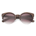 Chestnut Finish - Handmade Polarized Round Bamboo Sunglasses - Gray 