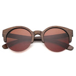 Chestnut Finish - Handmade Polarized Round Bamboo Sunglasses - Brown