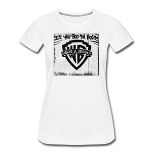 Warn A Brother Women’s Premium Organic T-Shirt - white