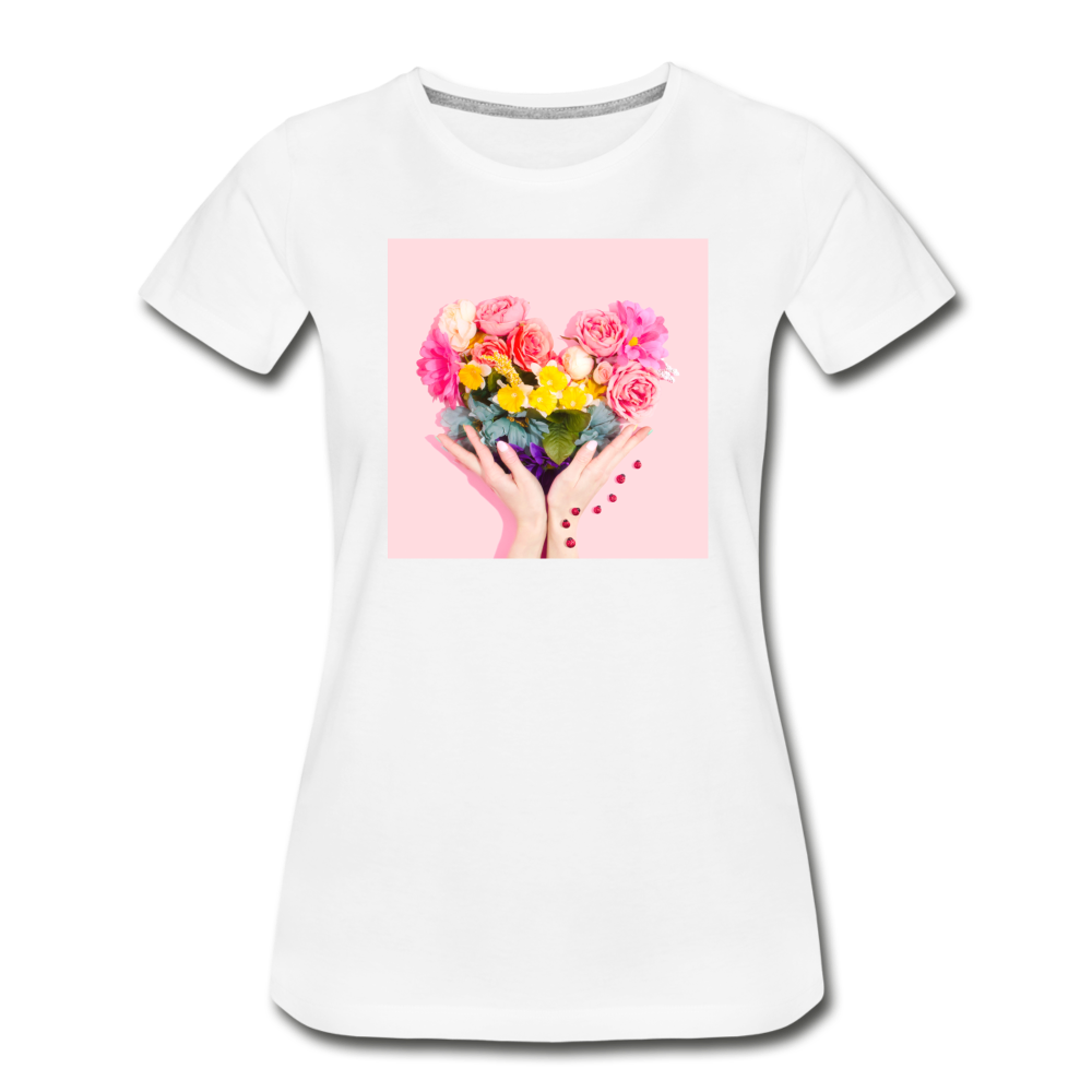 Women’s Premium Organic T-Shirt - flowers - white