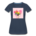 Women’s Premium Organic T-Shirt - flowers - navy