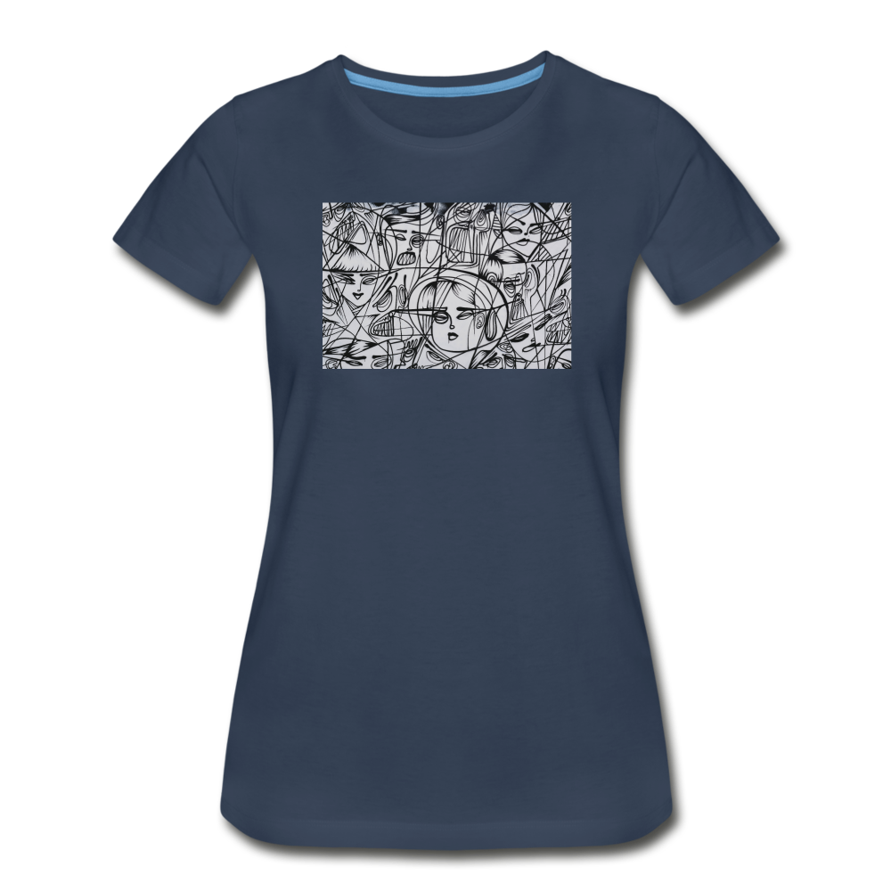 Women’s Premium Organic T-Shirt - Abstract Mural - navy