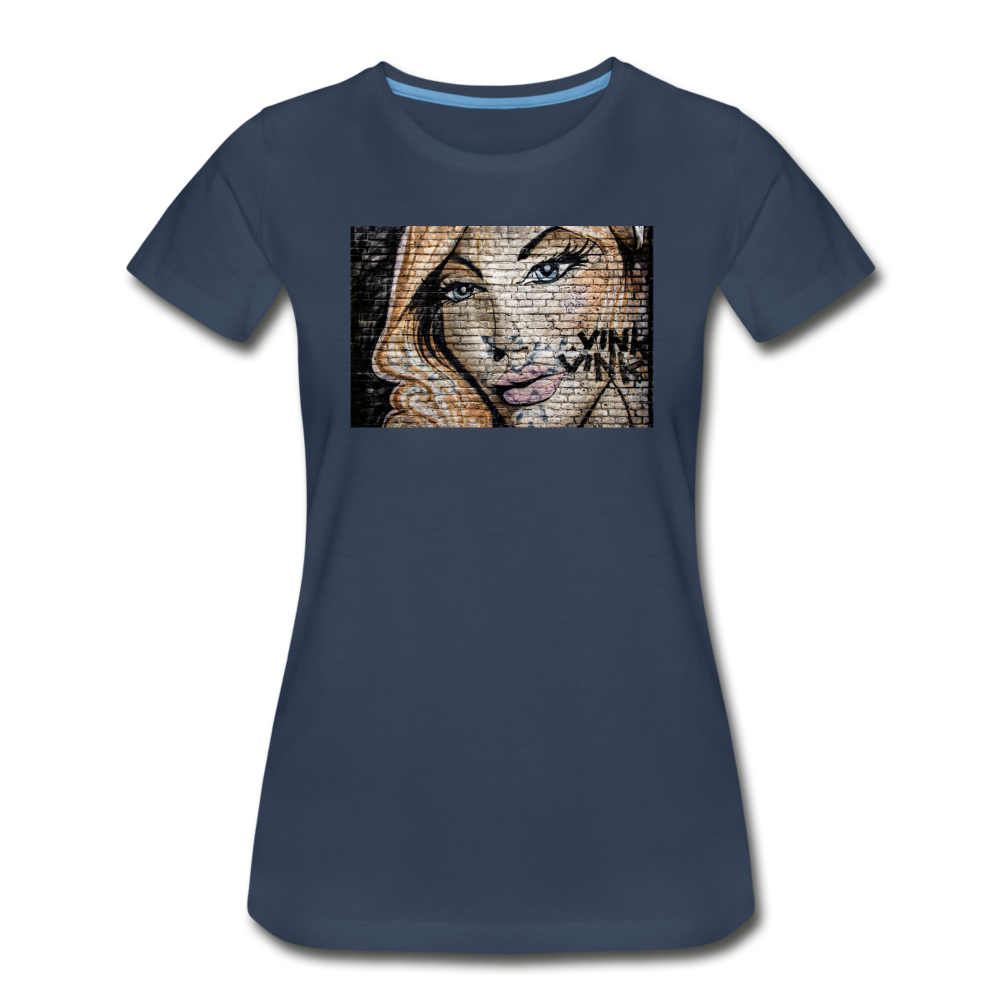 Women’s Premium Organic T-Shirt - wall woman - navy